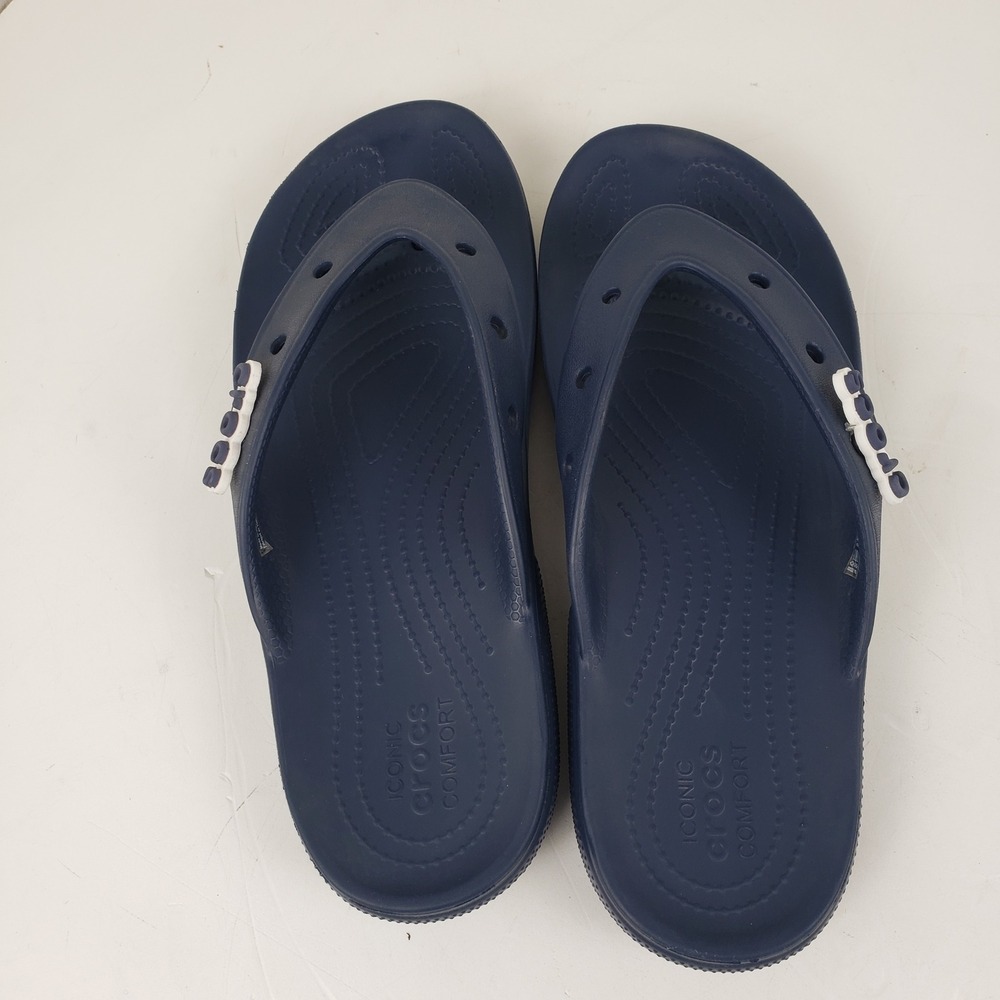 Crocs Classic V2 Flip Flop Navy Blue Sandals Mens 8 Womens 10 Thong Sandals - Picture 5 of 7